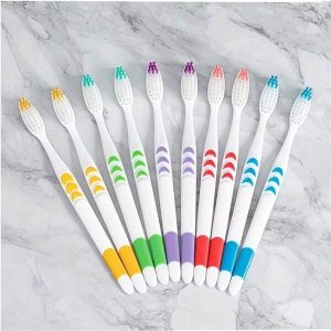 5/10pcs Ultra-Soft Double Bristle Toothbrush Set - Enhanced With Bamboo Charcoal For Deep Cleaning - Nano Bristles For Gentle Dental Care - Ideal For Adult Oral Health Multicolor