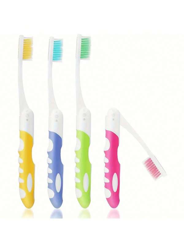 (2PCS)Foldable Toothbrush Travel Portable Gel Prawns Toothbrush Nylon Medium Bristle Toothbrush Hotel Room Toothbrush Travel Toothbrush Multicolor