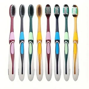 1pc/4pcs/8pcs Premium Bamboo Charcoal Bristle Toothbrushes For Adults, Hard Bristles, Random Colors Multicolor