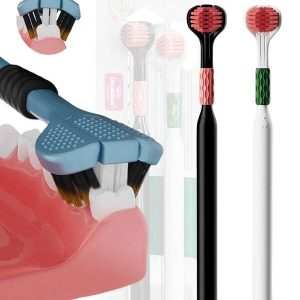 2pcs Three-Sided Soft Hair Toothbrush,Effective Wrap-Around Design,Deeply And Thoroughly To Clean Teeth And Gums,Manual Toothbrushes Multicolor