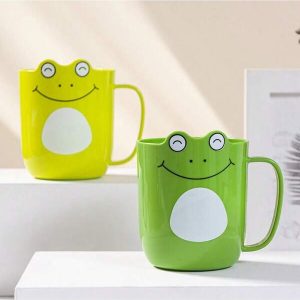 1 Pc Cartoon Two-Color Bathroom Toothbrush Cup Household Cartoon Water Cup Toothpaste Holder Mouthwash Cup Bathroom Tumbler Cups ReusableTumbler Cups Reusable Bicycle White