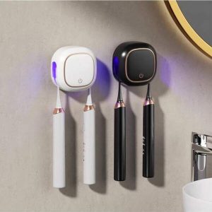 1pc Smart Automatic UV Toothbrush Sterilizer, 2 Slots Toothbrush Holder With Automatic Sterilization, Wall Mounted Toothbrush Holder With USB Fast Charging & Hot Air Drying, Bathroom Toothbrush Sanitizer, Bathroom Storage, Bathroom Accessories Multicolor