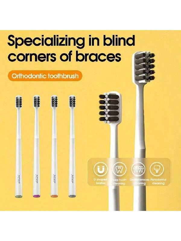 2pcs/4pcs Manual Toothbrush U-Shaped Specifically For Orthodontics Deep Tooth Cleaning Dental Braces Cleaning Men Women Multicolor