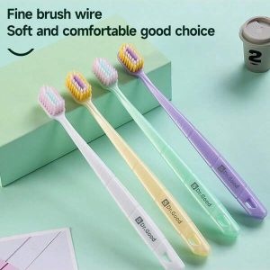 1pc/4pcs Manual Soft Hair Toothbrush With Independent Packaging, Small Wide Head Color Hair Toothbrush For Gentle Oral Cleaning, Suitable For Adult Couples And Families Multicolor